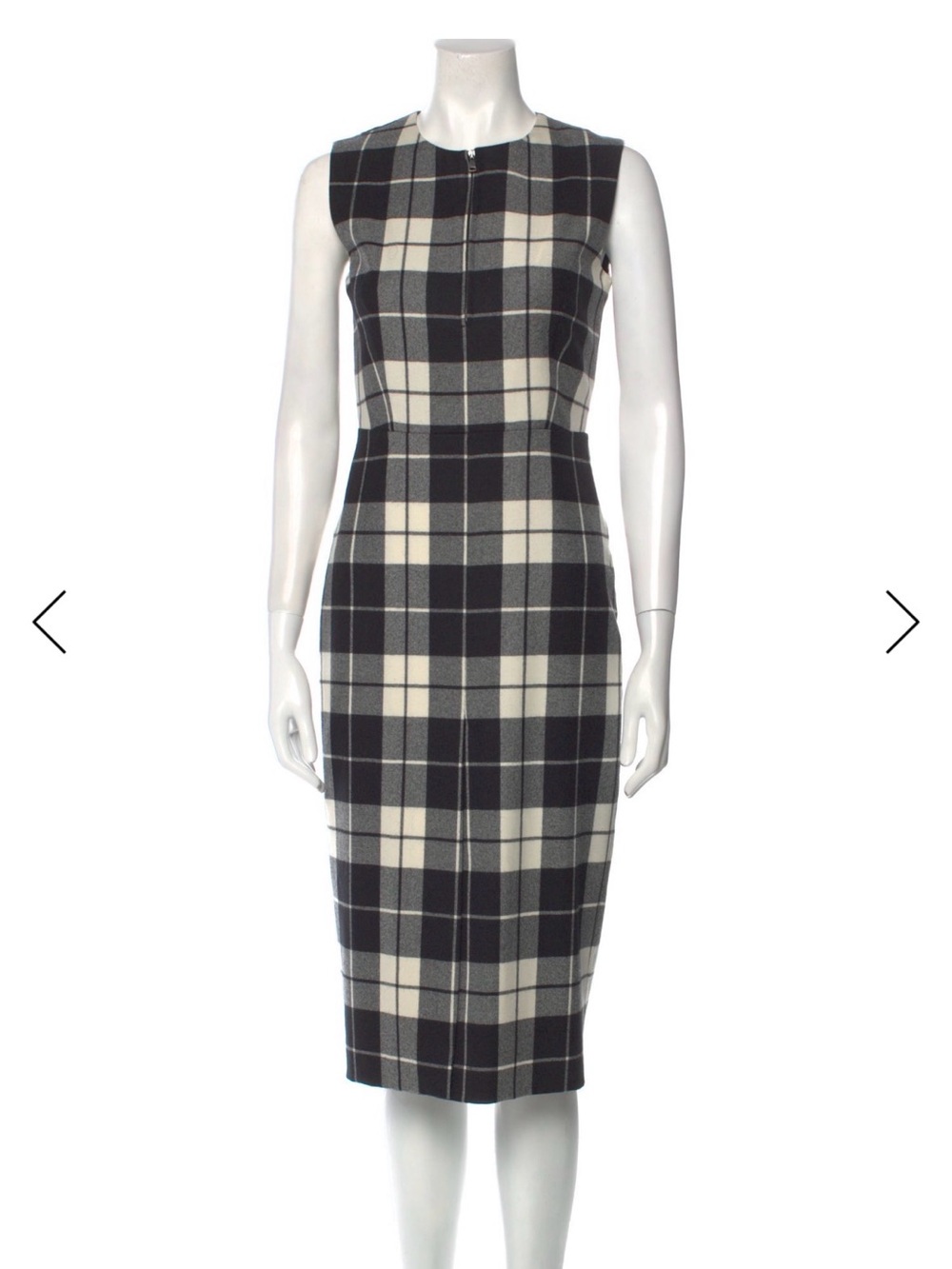 MaxMara Black and Cream Plaid Sleeveless Sheath Dress
